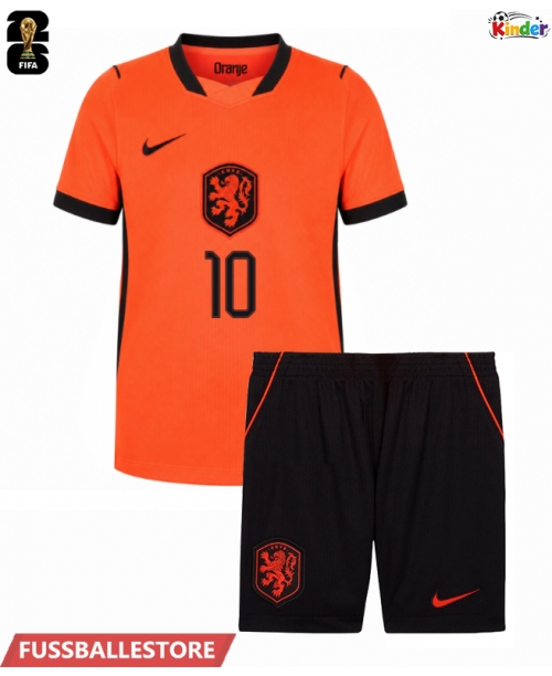 Günstige Niederlande Memphis Depay #10 Heimtrikotsatz Kinder WM 2026 Kurzarm (+ Kurze Hosen)
